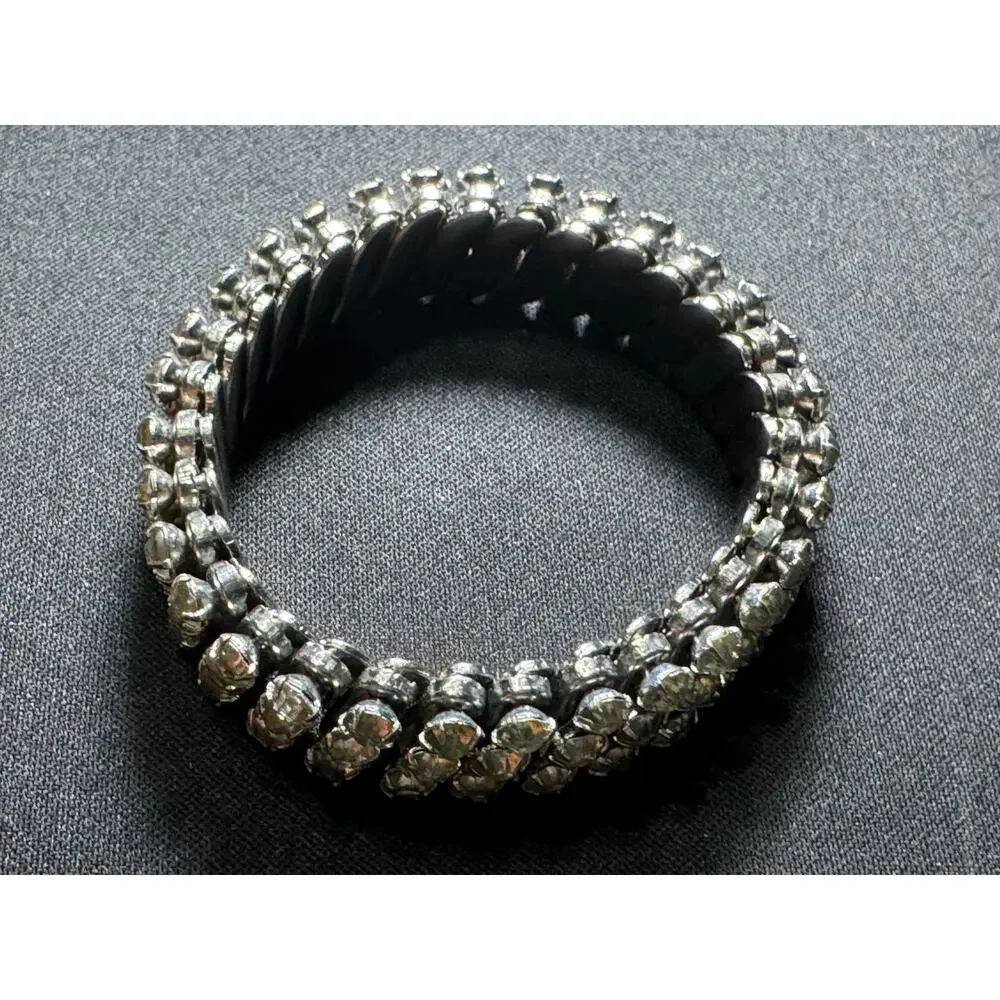 Vintage 1950's Multi Row Rhinestone Stretch Bracelet